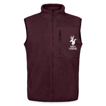 100 - Unisex Sherpa Gilet by Stanley/Stella - maroon - Front - AI Model Female 172 light (172cm) & AI Model Male 178 light (178cm)