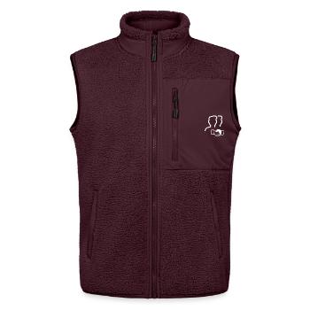 Twin Silhouettes Handshake Logo - Unisex Sherpa Gilet by Stanley/Stella - maroon - Front - AI Model Female 172 light (172cm) & AI Model Male 178 light (178cm)