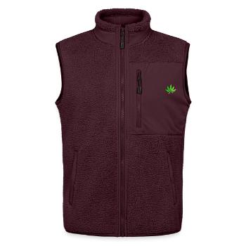 Cannabis weed Cannabisblatt stoned stoner kiffer - Unisex Sherpaweste von Stanley/Stella - Maroon - Vorne - AI Model Female 172 light (172cm) & AI Model Male 178 light (178cm)