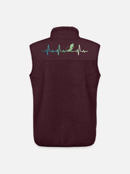 Skiing Skiing Heartbeat Skiing - Unisex Sherpa Gilet by Stanley/Stella - maroon