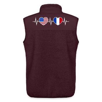 Frankreich USA Herzschlag Liebe Freundschaft - Unisex Sherpaweste von Stanley/Stella - Maroon - Hinten - AI Model Male 178 light (178cm)