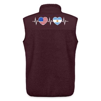 Argentinien USA Herzschlag Liebe Freundschaft - Unisex Sherpaweste von Stanley/Stella - Maroon - Hinten - AI Model Male 178 light (178cm)
