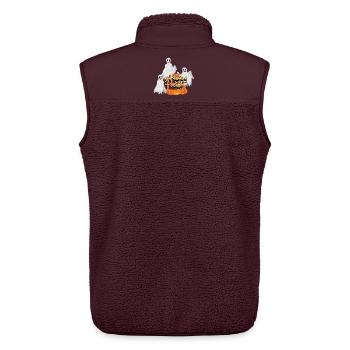 Halloween Party - Ghosts and Pumpkins - Unisex Sherpa Gilet by Stanley/Stella - maroon - Back - AI Model Male 178 light (178cm)