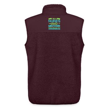 Nurse And Mother – Exhausted But Happy Shirt - Unisex Sherpa Gilet by Stanley/Stella - maroon - Back - AI Model Male 178 light (178cm)