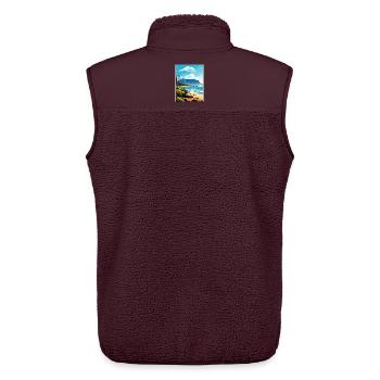 Montagne de la Table Afrique du Sud Affiche de voyage souvenir - Veste sans manches sherpa unisexe Stanley/Stella - maroon - Dos - AI Model Male 178 light (178cm)