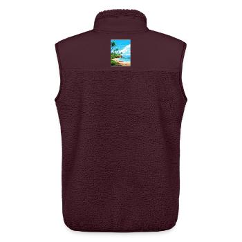 Quepos Costa Rica Travel Poster Souvenir Paint WPA - Unisex Sherpa Gilet by Stanley/Stella - maroon - Back - AI Model Male 178 light (178cm)