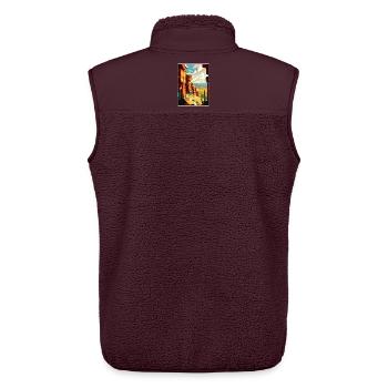 Mesa Verde National Park Colorado Travel Poster - Unisex Sherpa Gilet by Stanley/Stella - maroon - Back - AI Model Male 178 light (178cm)