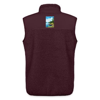 Isle Royale National Park Travel Poster Souvenir - Unisex Sherpa Gilet by Stanley/Stella - maroon - Back - AI Model Male 178 light (178cm)