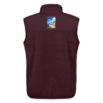 Mani Halbinsel Griechenland Reiseposter Souvenir WPA - Unisex Sherpaweste von Stanley/Stella - Maroon - Hinten - AI Model Male 178 light (178cm)