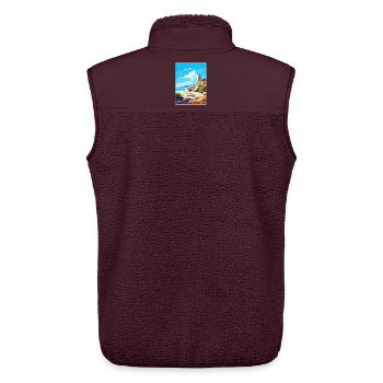 Delos Greece Travel Poster Souvenir Postcard Paint - Unisex Sherpa Gilet by Stanley/Stella - maroon - Back - AI Model Male 178 light (178cm)