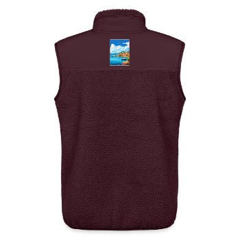 La Canée Grèce Voyage Affiche Peinture Souvenir WPA - Veste sans manches sherpa unisexe Stanley/Stella - maroon - Dos - AI Model Male 178 light (178cm)