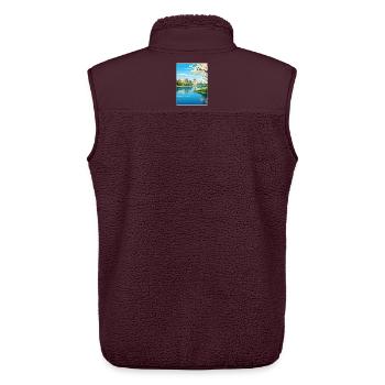 Bucharest Romania Travel Poster Souvenir Paint WPA - Unisex Sherpa Gilet by Stanley/Stella - maroon - Back - AI Model Male 178 light (178cm)