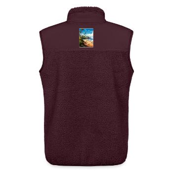 Malibu Kalifornien Reise Poster Souvenir Farbe WPA - Unisex Sherpaweste von Stanley/Stella - Maroon - Hinten - AI Model Male 178 light (178cm)
