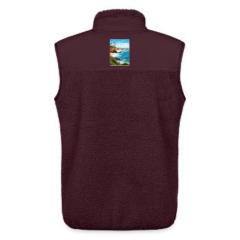 Corona Del Mar California Travel Poster Souvenir - Unisex Sherpa Gilet by Stanley/Stella - maroon - Back - AI Model Male 178 light (178cm)