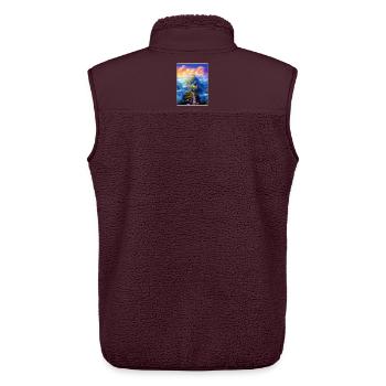Great of China Travel Poster Souvenir Painting WPA - Unisex Sherpa Gilet by Stanley/Stella - maroon - Back - AI Model Male 178 light (178cm)