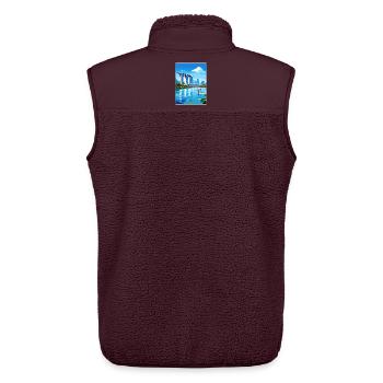 Marina Bay Sands Singapur Reiseposter Souvenir - Unisex Sherpaweste von Stanley/Stella - Maroon - Hinten - AI Model Male 178 light (178cm)