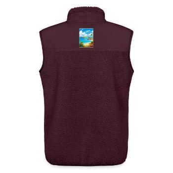 Antigua und Barbuda Karibik Reiseposterkarte - Unisex Sherpaweste von Stanley/Stella - Maroon - Hinten - AI Model Male 178 light (178cm)