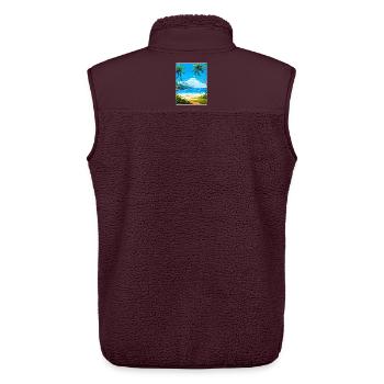 Barbados Karibik Reise Poster Souvenir Farbe WP - Unisex Sherpaweste von Stanley/Stella - Maroon - Hinten - AI Model Male 178 light (178cm)