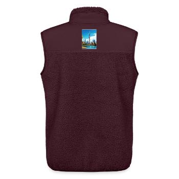 Dubai United Arab Emirates Travel Poster Souvenir - Unisex Sherpa Gilet by Stanley/Stella - maroon - Back - AI Model Male 178 light (178cm)