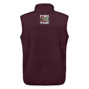 Fishing Big Perch Fishing Bear Angler Gift - Unisex Sherpa Gilet by Stanley/Stella - maroon - Back - AI Model Male 178 light (178cm)