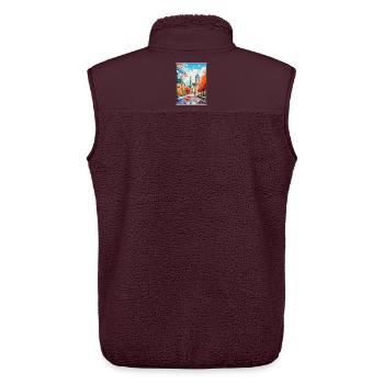Maastricht Niederlande Herbstliche Domstraße - Unisex Sherpaweste von Stanley/Stella - Maroon - Hinten - AI Model Male 178 light (178cm)