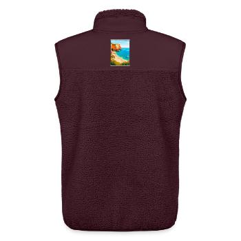 Algarve Portugal Vintage-Reiseplakat Stadtlandschaft - Unisex Sherpaweste von Stanley/Stella - Maroon - Hinten - AI Model Male 178 light (178cm)