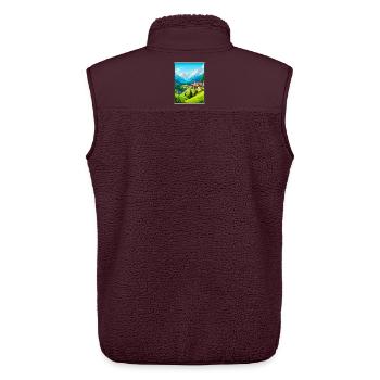 Tirol Österreich Vintage-Reiseplakat Cityscape WPA - Unisex Sherpaweste von Stanley/Stella - Maroon - Hinten - AI Model Male 178 light (178cm)