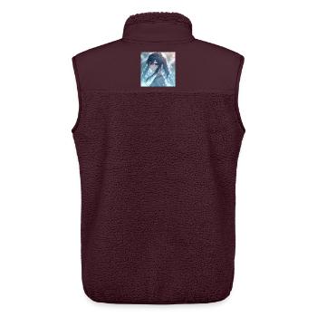 Blaues Nachtlicht Anime-Porträt - Unisex Sherpaweste von Stanley/Stella - Maroon - Hinten - AI Model Male 178 light (178cm)