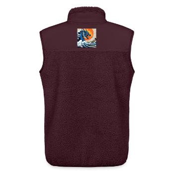 Blauer Drache im Chaos der Wellen - Unisex Sherpaweste von Stanley/Stella - Maroon - Hinten - AI Model Male 178 light (178cm)