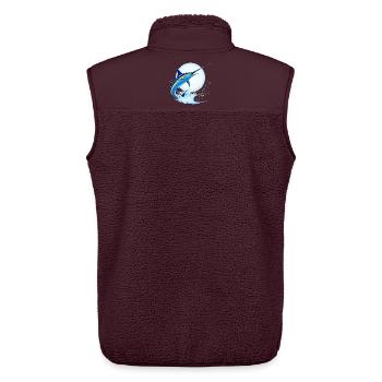 Blauer Marlin-Schwertfisch springt aus dem Ozean - Unisex Sherpaweste von Stanley/Stella - Maroon - Hinten - AI Model Male 178 light (178cm)
