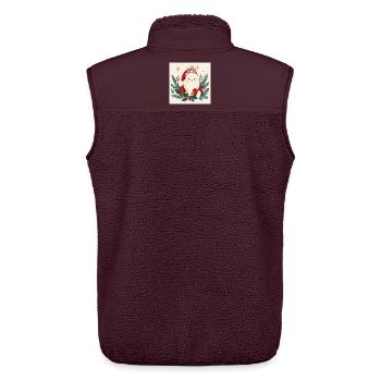 Katzensanta mit Rentierkranz und Mäusen - Unisex Sherpaweste von Stanley/Stella - Maroon - Hinten - AI Model Male 178 light (178cm)