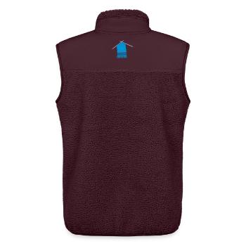 Coloured wool scarf with knitting pattern - Unisex Sherpa Gilet by Stanley/Stella - maroon - Back - AI Model Male 178 light (178cm)