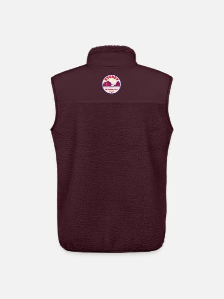 Sydney Skyline Badge - Unisex Sherpa Gilet by Stanley/Stella - maroon