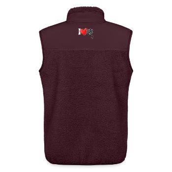 J’aime les films Cinéma Déclaration de cœur Cinéma Films - Veste sans manches sherpa unisexe Stanley/Stella - maroon - Dos - AI Model Male 178 light (178cm)