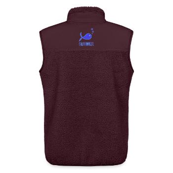 FISH. BEACH. SEA. SURFING. OCEAN. HUMOR. HOLIDAY - Unisex Sherpa Gilet by Stanley/Stella - maroon - Back - AI Model Male 178 light (178cm)