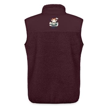 Wecker aufladen, Katzenhumor und Kaffeebecher - Unisex Sherpaweste von Stanley/Stella - Maroon - Hinten - AI Model Male 178 light (178cm)