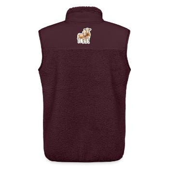 Cow and Calf – Watercolor Art with Heart - Unisex Sherpa Gilet by Stanley/Stella - maroon - Back - AI Model Male 178 light (178cm)