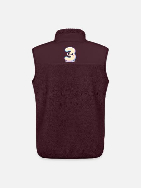 Number 3 Kawaii Pastel - Unisex Sherpa Gilet by Stanley/Stella - maroon