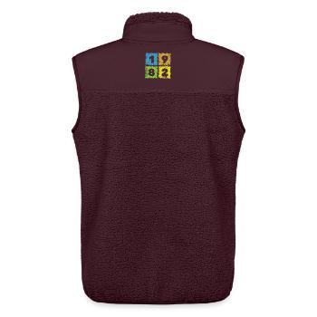 44. Geburtstag Farbige Patches since 02/1982 - Unisex Sherpaweste von Stanley/Stella - Maroon - Hinten - AI Model Male 178 light (178cm)