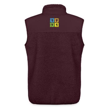 55. Geburtstag Farbige Patches since 02/1971 - Unisex Sherpaweste von Stanley/Stella - Maroon - Hinten - AI Model Male 178 light (178cm)