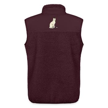 Minimalistische Silhouette Cream Cat - Unisex Sherpaweste von Stanley/Stella - Maroon - Hinten - AI Model Male 178 light (178cm)