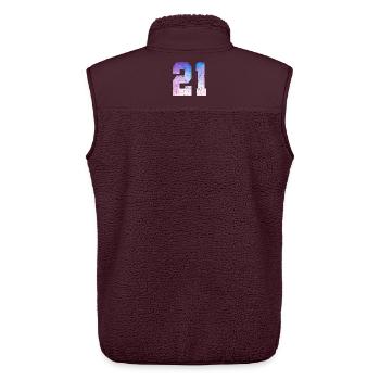  numéro 21 – Cadeau anniversaire 21 ans - Veste sans manches sherpa unisexe Stanley/Stella - maroon - Dos - AI Model Male 178 light (178cm)
