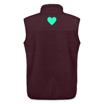 Neon Türkis Herz - minimalistischer Look - Unisex Sherpaweste von Stanley/Stella - Maroon - Hinten - AI Model Male 178 light (178cm)
