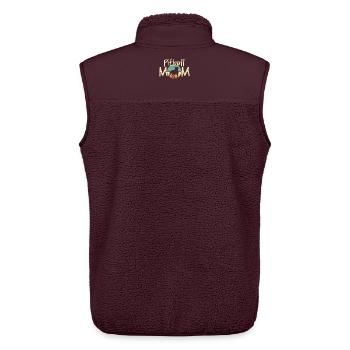 Pitbull MOM Sunset Silhouette Design - Unisex Sherpa Gilet by Stanley/Stella - maroon - Back - AI Model Male 178 light (178cm)