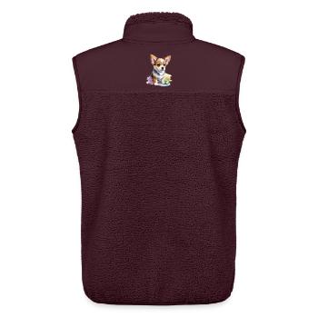 cute dog - Unisex Sherpa Gilet by Stanley/Stella - maroon - Back - AI Model Male 178 light (178cm)