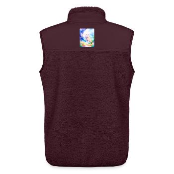 Weißer Wolf umgeben von Blumen - Unisex Sherpaweste von Stanley/Stella - Maroon - Hinten - AI Model Male 178 light (178cm)