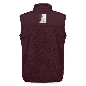 Illustration de chien mignon avec texte - Veste sans manches sherpa unisexe Stanley/Stella - maroon - Dos - AI Model Male 178 light (178cm)