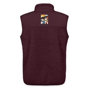 Pop Art Damen mit Sonnenhut und Sonnenbrille - Unisex Sherpaweste von Stanley/Stella - Maroon - Hinten - AI Model Male 178 light (178cm)