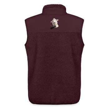 Conception d’anniversaire de moutons souriants - Veste sans manches sherpa unisexe Stanley/Stella - maroon - Dos - AI Model Male 178 light (178cm)