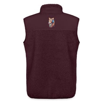 Katze hört Musik - Unisex Sherpaweste von Stanley/Stella - Maroon - Hinten - AI Model Male 178 light (178cm)